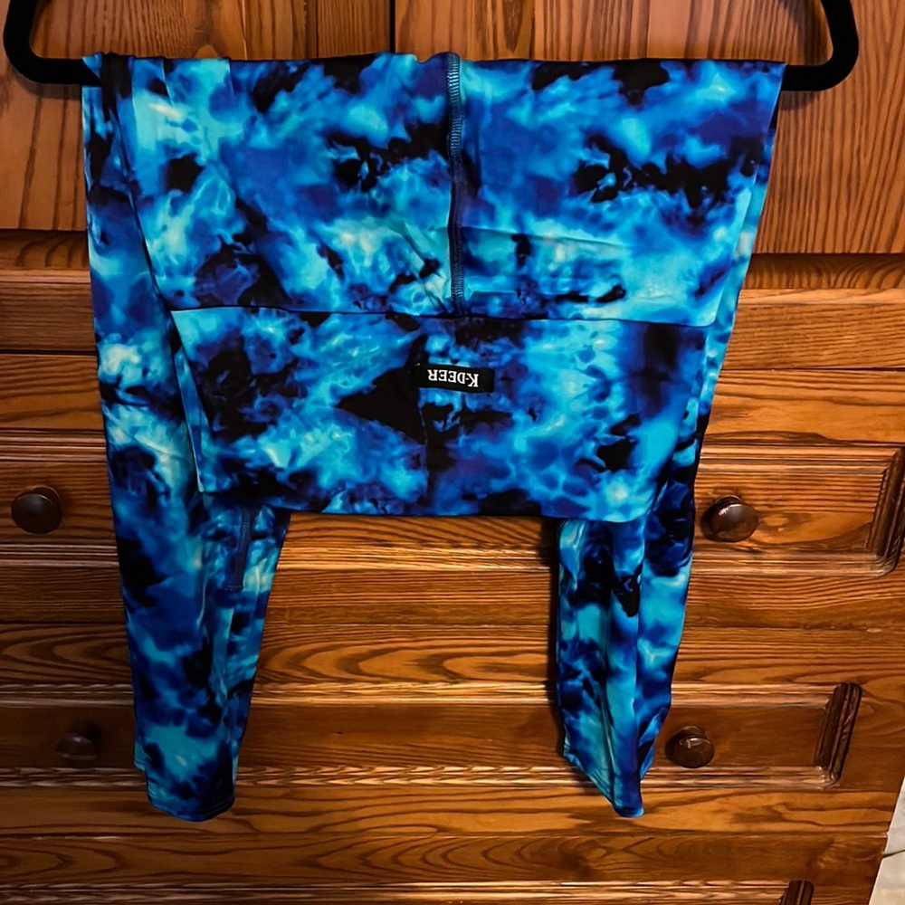 K-DEER Blue Tie Dye Leggings